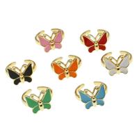 Brass Cuff Finger Ring, Butterfly, Adjustable & for woman & enamel, more colors for choice, 14x16x3mm, Sold By PC