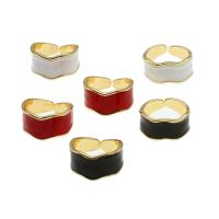cobre Cuff Ring Finger, Ajustável & para mulher & esmalte, cores misturadas, 20x20x10mm, vendido por PC