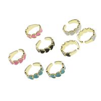 Brass Cuff Finger Ring, Adjustable & with heart pattern & for woman & enamel, more colors for choice, 20x20x6mm, Sold By PC