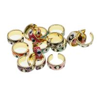 Brass Cuff Finger Ring, Adjustable & with eye pattern & for woman & enamel, more colors for choice, 23x23x9mm, Sold By PC