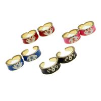 Mosaz Manžeta prst prsten, Nastavitelný & se vzorem očí & pro ženy & smalt, více barev na výběr, 21x22x9mm, Prodáno By PC