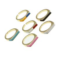cobre Cuff Ring Finger, Ajustável & para mulher & esmalte, Mais cores pare escolha, 21x21x4mm, vendido por PC