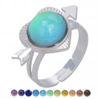Enamel Mood Finger Ring, liga de zinco, with acrilico, banhado, Ajustável & para mulher & esmalte sensor, cores misturadas, 22x14mm, vendido por PC