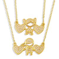 Cubic Zircon Micro Pave Brass Necklace micro pave cubic zirconia & for woman golden Length 50 cm Sold By PC