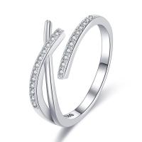 metal Anillo de dedo Cuff, con diamantes de imitación, chapado, cruzar & para mujer, más colores para la opción, libre de níquel, plomo & cadmio, Vendido por UD