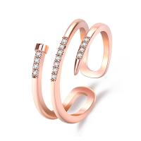 metal Anillo de dedo Cuff, con diamantes de imitación, chapado, para mujer, más colores para la opción, libre de níquel, plomo & cadmio, 17x6mm, Vendido por UD