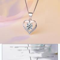 Cubic Zirconia Micro Pave Brass Pendant Heart polished micro pave cubic zirconia & for woman silver color Sold By PC