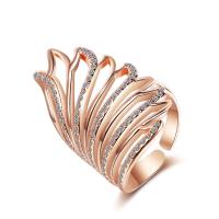 Brass Cuff Finger Ring Wing Shape Adjustable & micro pave cubic zirconia & for woman Sold By PC