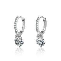 Huggie Hoop Drop Earring Brass micro pave cubic zirconia & for woman silver color 24mm 15mm 5mm 4mm 3mm  Sold By Pair