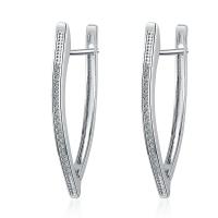 Brass Leverback Earring, irregular, micro pave cubic zirconia & for woman, more colors for choice, 35x15mm, Sold By Pair
