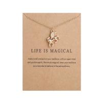 Zinc Alloy Jewelry Necklace with 1.96 inch extender chain Unicorn plated for woman Length Approx 17.72 Inch Sold By Lot