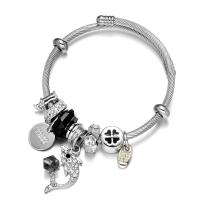Stainless Steel European Cuff Bangle plated Adjustable & for woman & with rhinestone Sold By PC