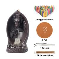 Backflow Incense Burner, Porcelain, plated, for home and office & durable, 102x177x110mm, Sold By PC
