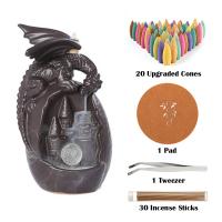 Backflow Incense Burner, Porcelain, plated, for home and office & durable, 215x140x130mm, Sold By PC