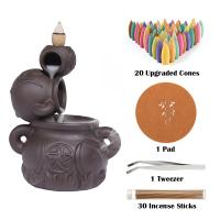 Backflow Incense Burner, Purple Clay, for home and office, nickel, lead & cadmium free, 112x87x131mm, Sold By PC