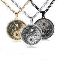 Stainless Steel Jewelry Necklace, plated, ying yang & for man, more colors for choice, 30x33mm, Length:23.62 Inch, Sold By PC