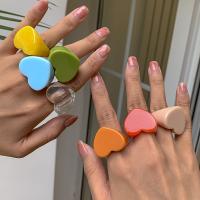 Resin Finger Ring, Heart, for woman, more colors for choice, 18mm, Sold By PC