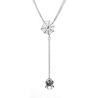 Zinklegierung Halskette, Spinne, plattiert, unisex & Halloween Schmuck, Silberfarbe, Länge 54 cm, verkauft von PC