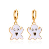 Tibetan Style Huggie Hoop Drop Earring, Ghost, plated, Unisex & Halloween Jewelry Gift & enamel & with rhinestone, more colors for choice, 16x32mm, Sold By Pair