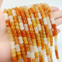 Lighter Imperial Jade Beads Dog Bone DIY reddish orange Sold Per 38 cm Strand