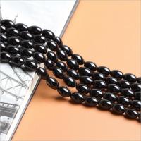 Natürliche schwarze Achat Perlen, Schwarzer Achat, oval, DIY & verschiedene Größen vorhanden, schwarz, verkauft per 38 cm Strang