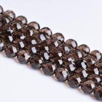 Naturale Smoky Quartz Beads, quarzo affumicato, Cerchio, DIY & formato differente per scelta & sfaccettati, marrone, Venduto per 38 cm filo