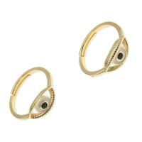 Brass Finger Ring, Evil Eye, Adjustable & for woman & enamel, golden, 22x22x2mm, Sold By PC
