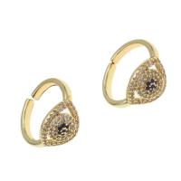 Brass Cuff Finger Ring Eye Adjustable & micro pave cubic zirconia & for woman golden Sold By PC