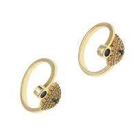 Messing Manchet Finger Ring, oog, Verstelbare & micro pave zirconia & voor vrouw, gouden, 21x21x2mm, Verkocht door PC