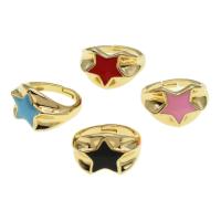 Brass δάχτυλο του δακτυλίου, Ορείχαλκος, Αστέρι, Ρυθμιζόμενο & για τη γυναίκα & σμάλτο, περισσότερα χρώματα για την επιλογή, 15x23x13mm, Sold Με PC