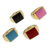 Brass prst prsten, Mosaz, Náměstí, Nastavitelný & pro ženy & smalt, více barev na výběr, 14x21x13mm, Prodáno By PC