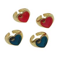 Brass Cuff Finger Ring, Heart, Adjustable & with flower pattern & for woman & enamel, more colors for choice, 22x23x16mm, Sold By PC