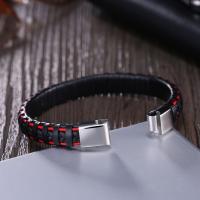 Leather Bracelet, with Titanium Steel, plated, braided bracelet & different size for choice & for man, more colors for choice, 14x24mm, Sold By PC