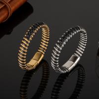 Leather Bracelet with Titanium Steel plated braided bracelet & for man 12mm Length Approx 210 mm Sold By PC