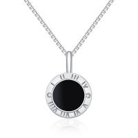 Cubic Zircon Micro Pave Brass Necklace with Epoxy Sticker & Cubic Zirconia Round plated box chain & for woman nickel lead & cadmium free Sold By PC