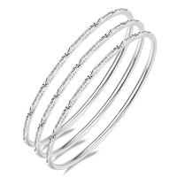 Brass Bracelet & Bangle, Babys Breath, silver color plated, three pieces & for woman & frosted, silver color, nickel, lead & cadmium free, 7.60mm, Sold By Set