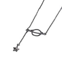 Messing Chain halskæde, Stjerne, forgyldt, for kvinde, sort, 20mm,6mm, Længde 45 cm, Solgt af PC