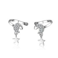 Trendy ear cuffs, Messing, Maan en Ster, micro pave zirconia & voor vrouw, zilver, 14mm,7mmuff0c6mm,5mm,, Verkocht door pair