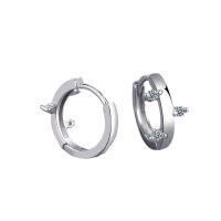 Brass Huggie Hoop Earring Round micro pave cubic zirconia & for woman 15mm Sold By Pair