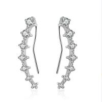 Cubic Zirconia Micro Pave Brass Earring micro pave cubic zirconia & for woman silver color 33mm Sold By Pair