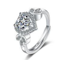 Cubic Zirconia Micro Pave Brass Ring Heart micro pave cubic zirconia & for woman silver color Sold By PC