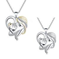 Tibetan Style Necklace, Heart, plated, Mother Day Jewelry & with rhinestone & hollow, more colors for choice, Length:Approx 17.72 Inch, 10PCs/Lot, Sold By Lot