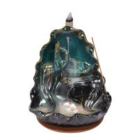 Backflow Incense Burner, Porcelain, plated, for home and office & durable, 152x108mm, Sold By PC