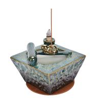 Backflow Incense Burner, Porcelain, plated, for home and office & durable, more colors for choice, 128x128x91mm, Sold By PC