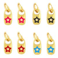 Huggie Hoop Drop Earring Brass with star pattern & for woman & enamel Sold By Pair