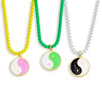 Brass Necklace, ying yang & for woman & enamel, more colors for choice, 18x17mm, Length:45 cm, Sold By PC