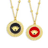 Cubic Zircon Micro Pave Brass Necklace with eye pattern & micro pave cubic zirconia & for woman & enamel Length 50 cm Sold By PC
