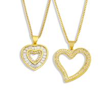 Cubic Zircon Micro Pave Brass Necklace Heart micro pave cubic zirconia & for woman golden Length 50 cm Sold By PC