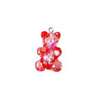 Resin Pendant with Sequins & Zinc Alloy Bear epoxy gel Sold By Bag