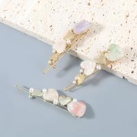 Hair Clip Zinc Alloy with ABS Plastic Pearl & Resin Heart fashion jewelry & for woman Sold By PC
